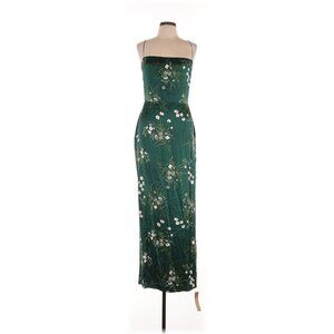 Reformation Frankie Silk 10 Dress in Buena Green Floral Maxi NWT